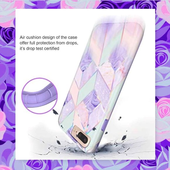 IPhone 8 Plus Holographic Geometric Marble Case & Matching Phone Ring Holder - Picture 5 of 12